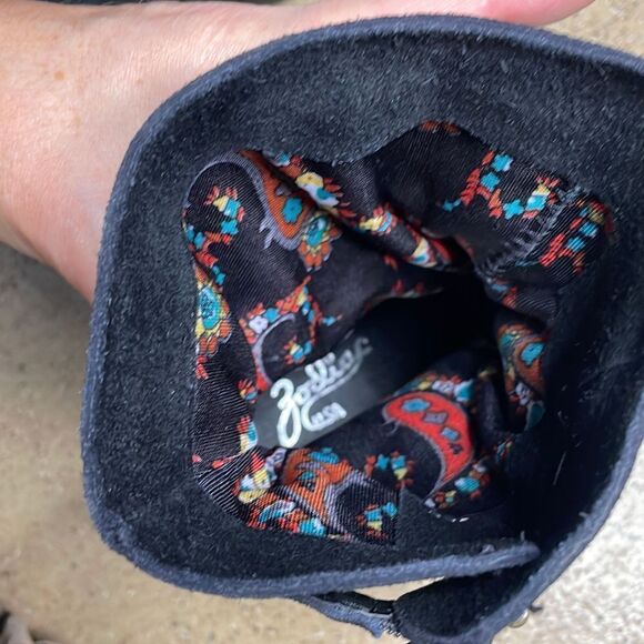 Zodiac “Pandell” Black Distressed Suede Scrunch Shaft Heeled Boots sz 6.5 - Picture 10 of 11